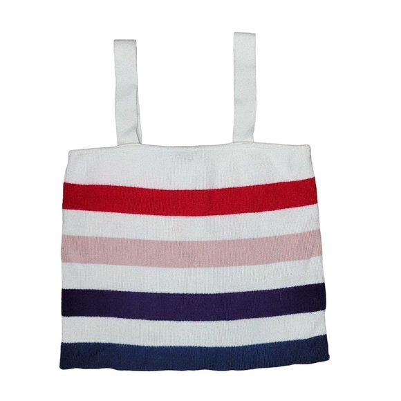 moon & madison striped tank top size large white red blue pink - Picture 1 of 3